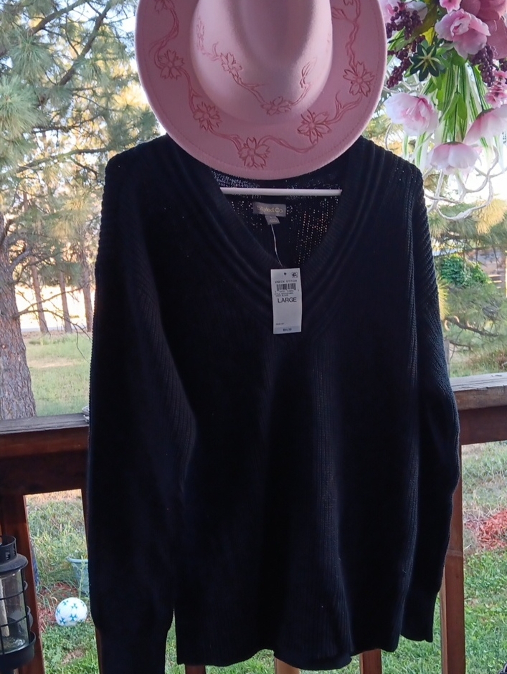 Style & Co. Black V-Neck Women's Sweater